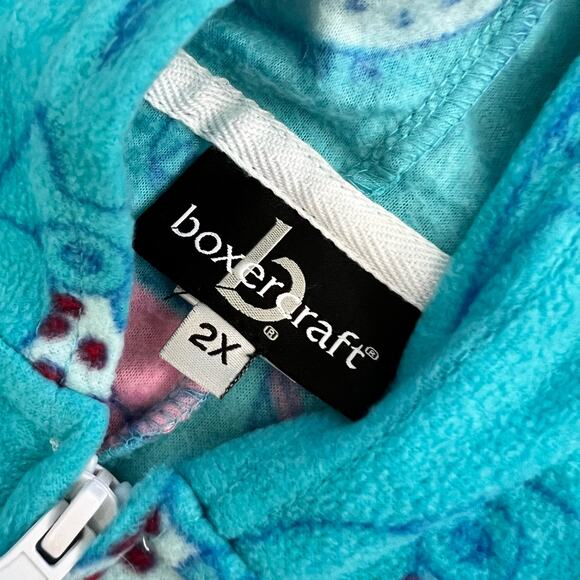 Boxercraft One Piece Pajamas 2X Blue Owl Print Fleece Hooded Sleeper Relaxed New - Picture 7 of 7